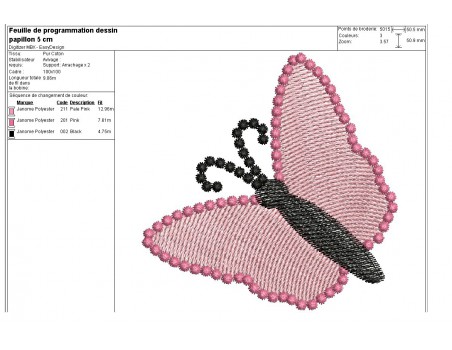 Motif de broderie machine papillon