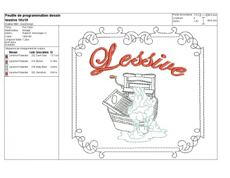 Motif de broderie machine lessive