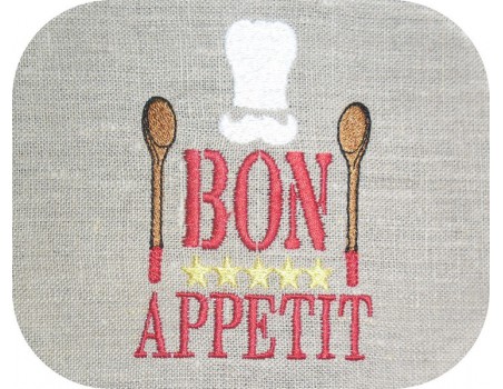 Motif de broderie machine  cuisine bon appétit