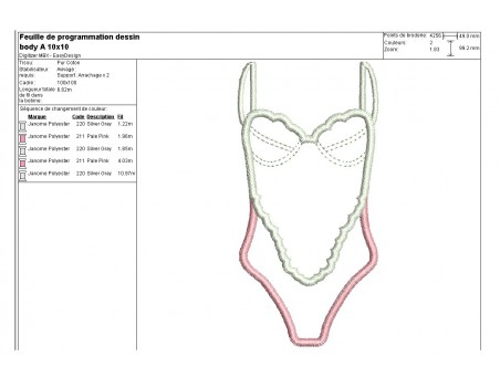 Motif de broderie machine  body appliqué