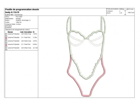 Motif de broderie machine  body appliqué