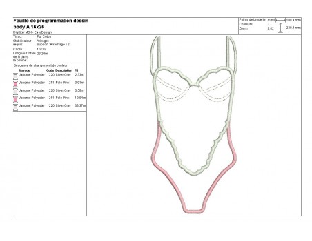 Motif de broderie machine  body appliqué