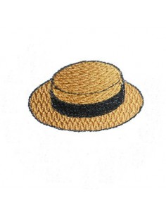 Motif de broderie chapeau canotier