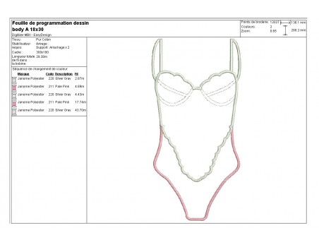 Motif de broderie machine  body appliqué