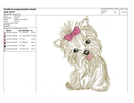 Instant download machine embroidery  yorkshire dog