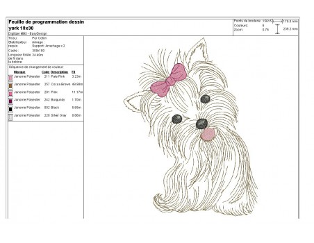 Instant download machine embroidery  yorkshire dog