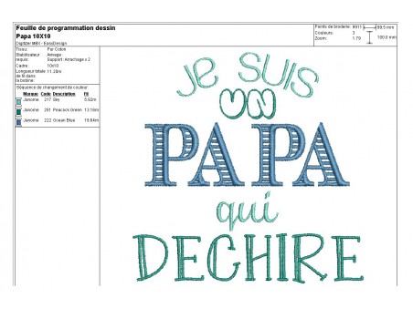 Motif de broderie papa qui déchire