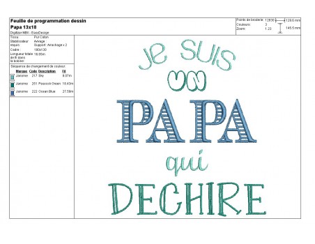 Motif de broderie papa qui déchire