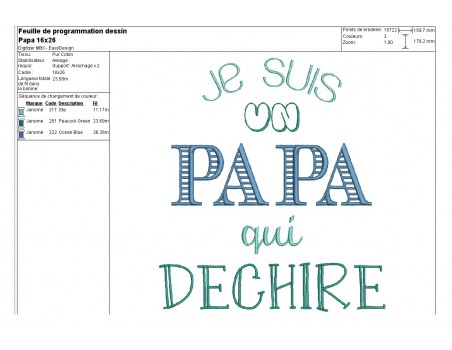 Motif de broderie papa qui déchire