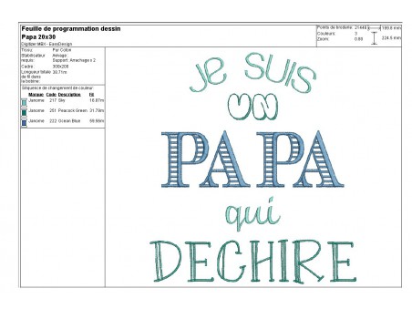 Motif de broderie papa qui déchire