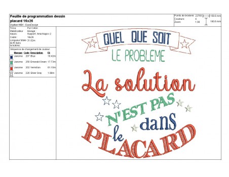 Motif de broderie placard