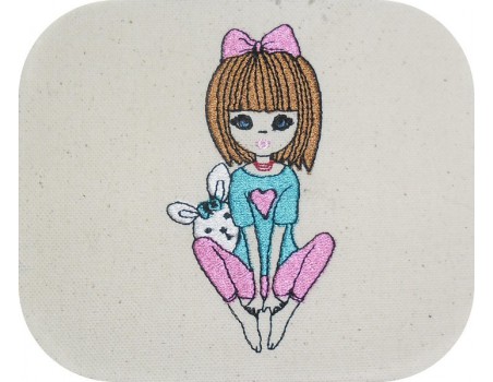 Instant download machine embroidery design little curly hair girl