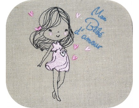 Instant download machine embroidery design vintage pregnant woman