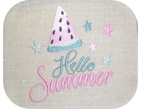 Motif de broderie machine  pastèque hello summer