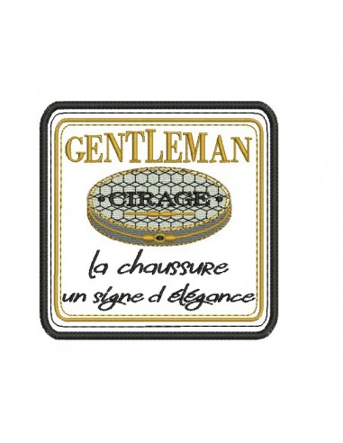 Motif de broderie machine plaque publicitaire cirage