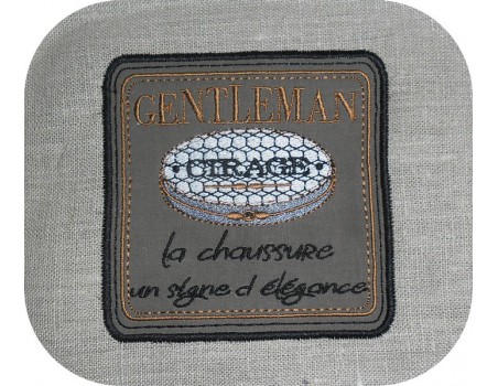 Motif de broderie machine plaque publicitaire cirage