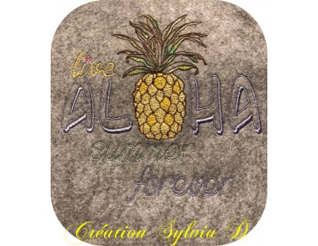 Motif de broderie machine  ananas aloha