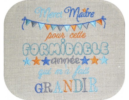 Motif de broderie merci maître