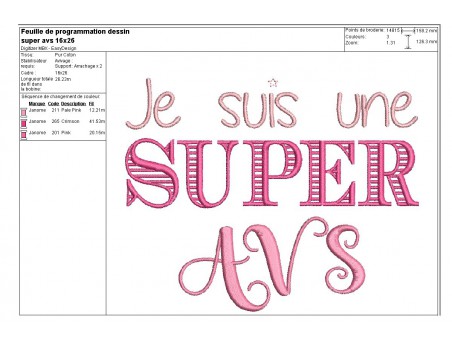 Motif de broderie  super avs