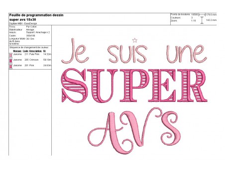 Motif de broderie  super avs