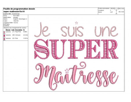 Motif de broderie  super maîtresse