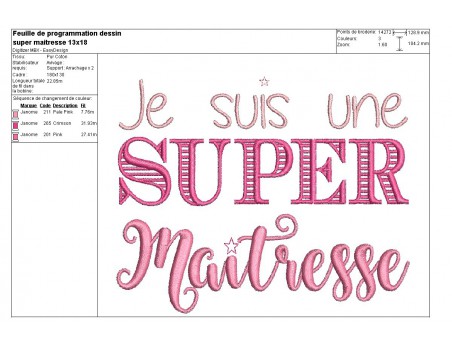 Motif de broderie  super maîtresse