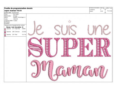 Motif de broderie  super maman