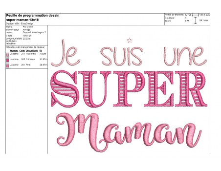 Motif de broderie  super maman