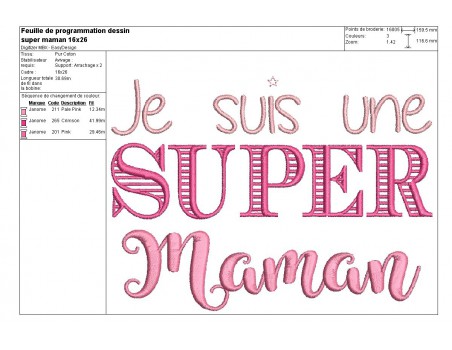 Motif de broderie  super maman