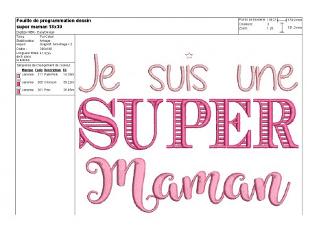 Motif de broderie  super maman