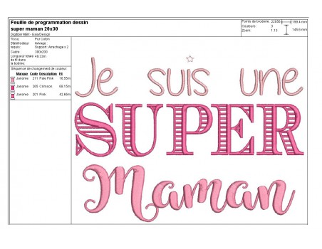 Motif de broderie  super maman