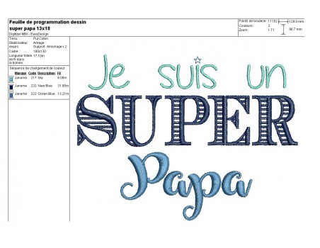 Machine Embroidery design super dad