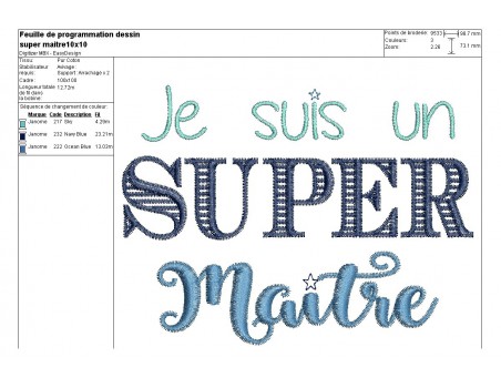 Motif de broderie  super maître