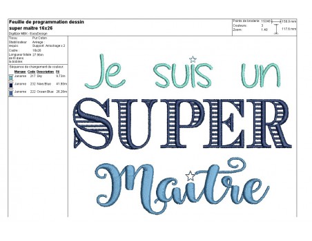 Motif de broderie  super maître