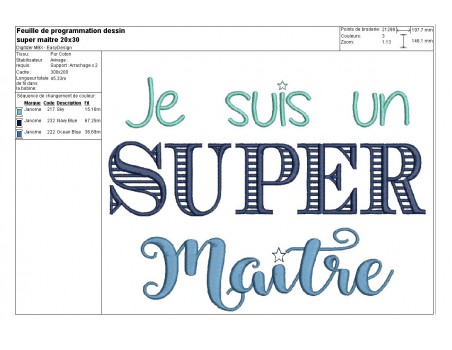 Motif de broderie  super maître