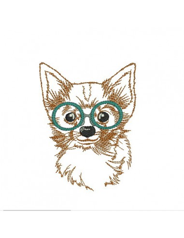 Instant download machine embroidery  yorkshire with glasses