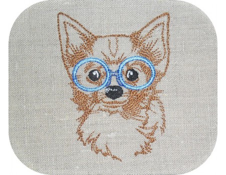 Instant download machine embroidery  yorkshire with glasses