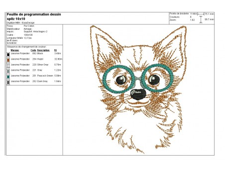 Motif de broderie machine spitz à lunettes