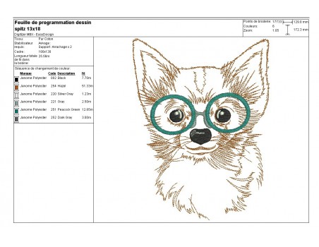 Motif de broderie machine spitz à lunettes