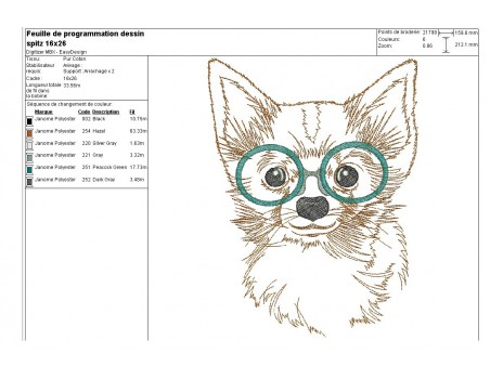 Motif de broderie machine spitz à lunettes