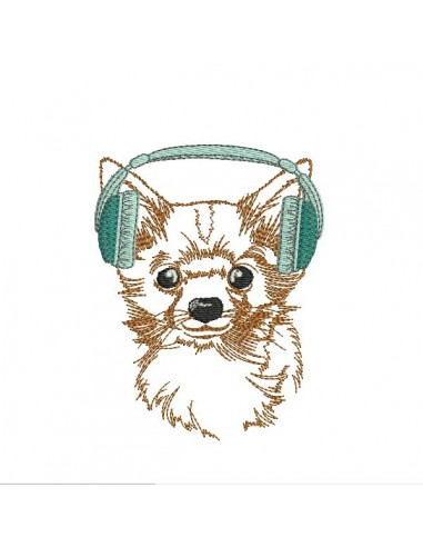 Motif de broderie machine spitz avec son casque