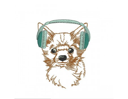 Motif de broderie machine spitz avec son casque