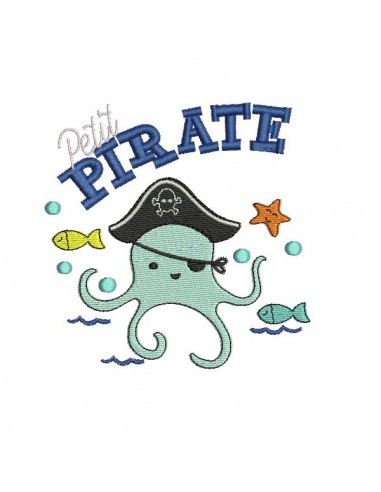 Instant download machine embroidery octopus pirate