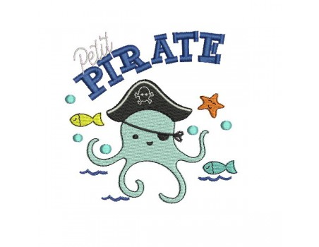 Instant download machine embroidery octopus pirate