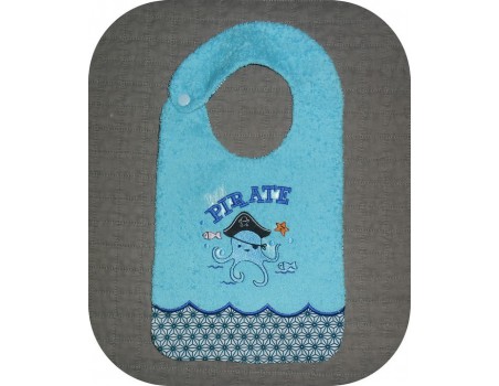 Motif de broderie machine Bavoir personnalisé pieuvre pirate  ITH