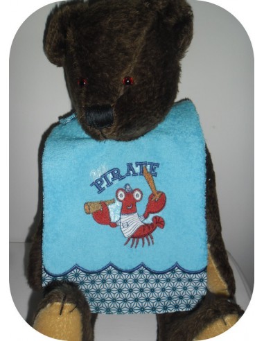 Motif de broderie machine Bavoir personnalisé homard pirate  ITH