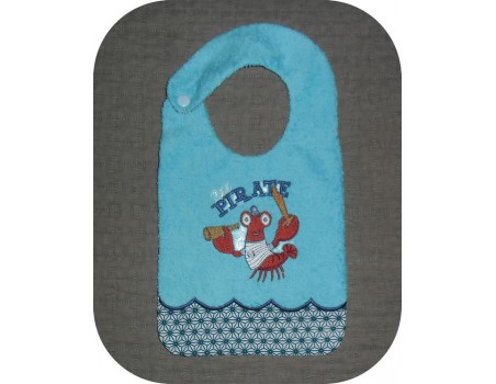 Motif de broderie machine Bavoir personnalisé homard pirate  ITH