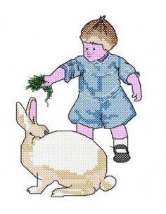 Garçon et gros lapin 13x18