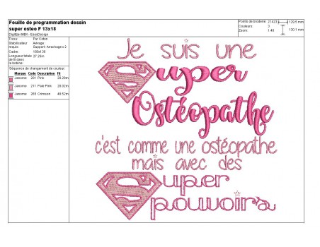 Motif de broderie  une super ostéopathe