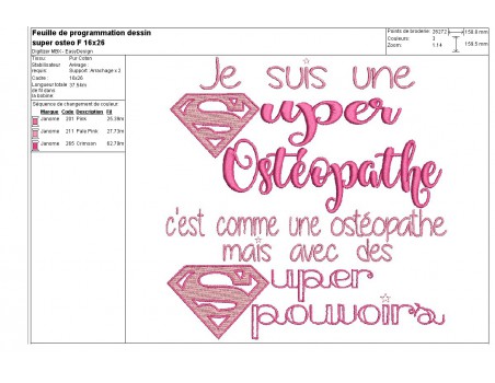 Motif de broderie  une super ostéopathe